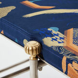 Brass jacquard steel curule bench from Maison Jansen circa 1960