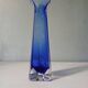 Blue submerged Murano style vintage Italian glass soliflore vase 22 cm