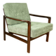 Vintage brown wooden armchair green-olive jeans design by Z. Bączyk - 2 pieces available