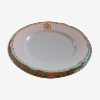 3 porcelain plates with monograms