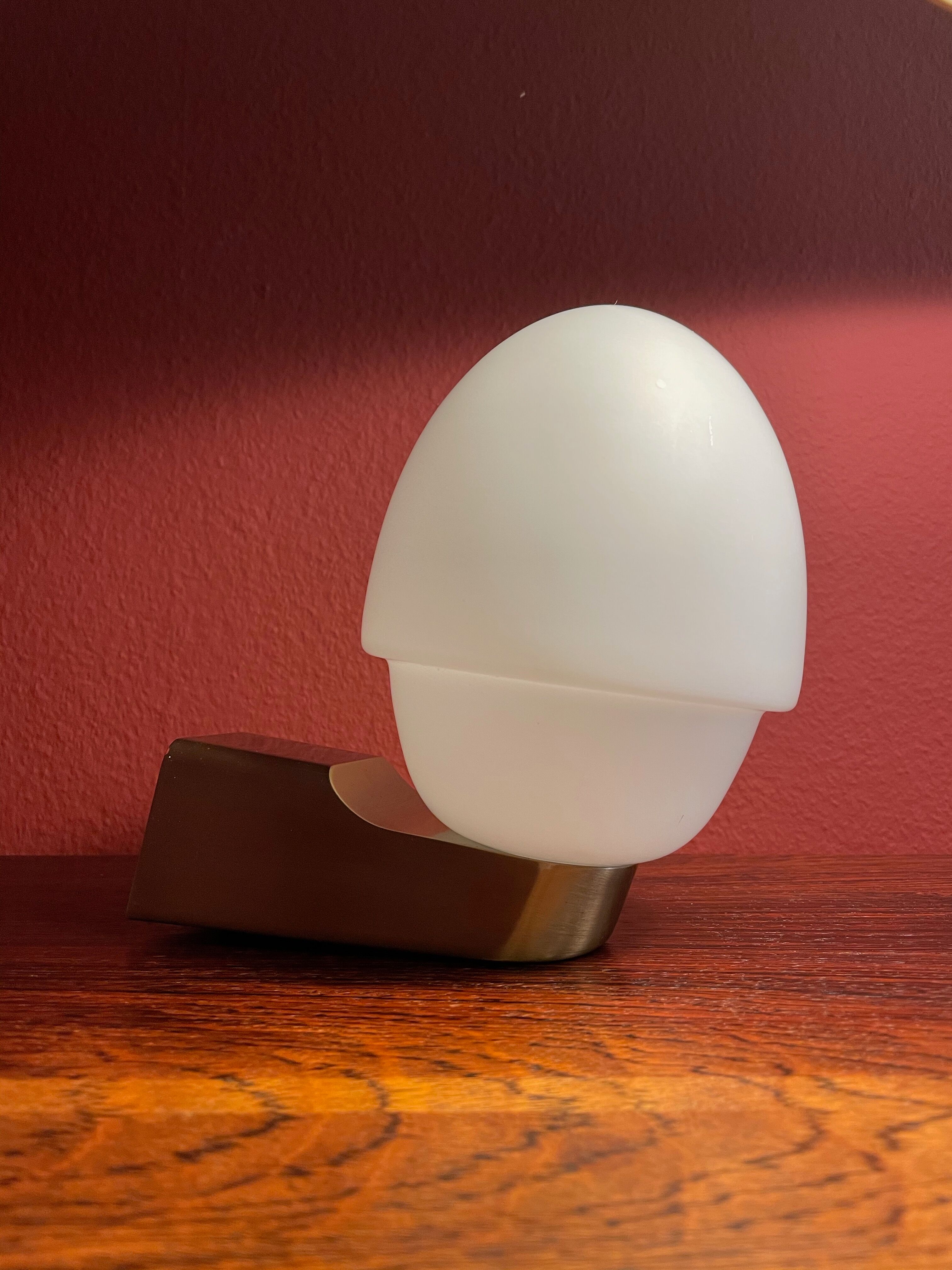 2 Wall Scones Lamps in Opal and brass Italy 80s