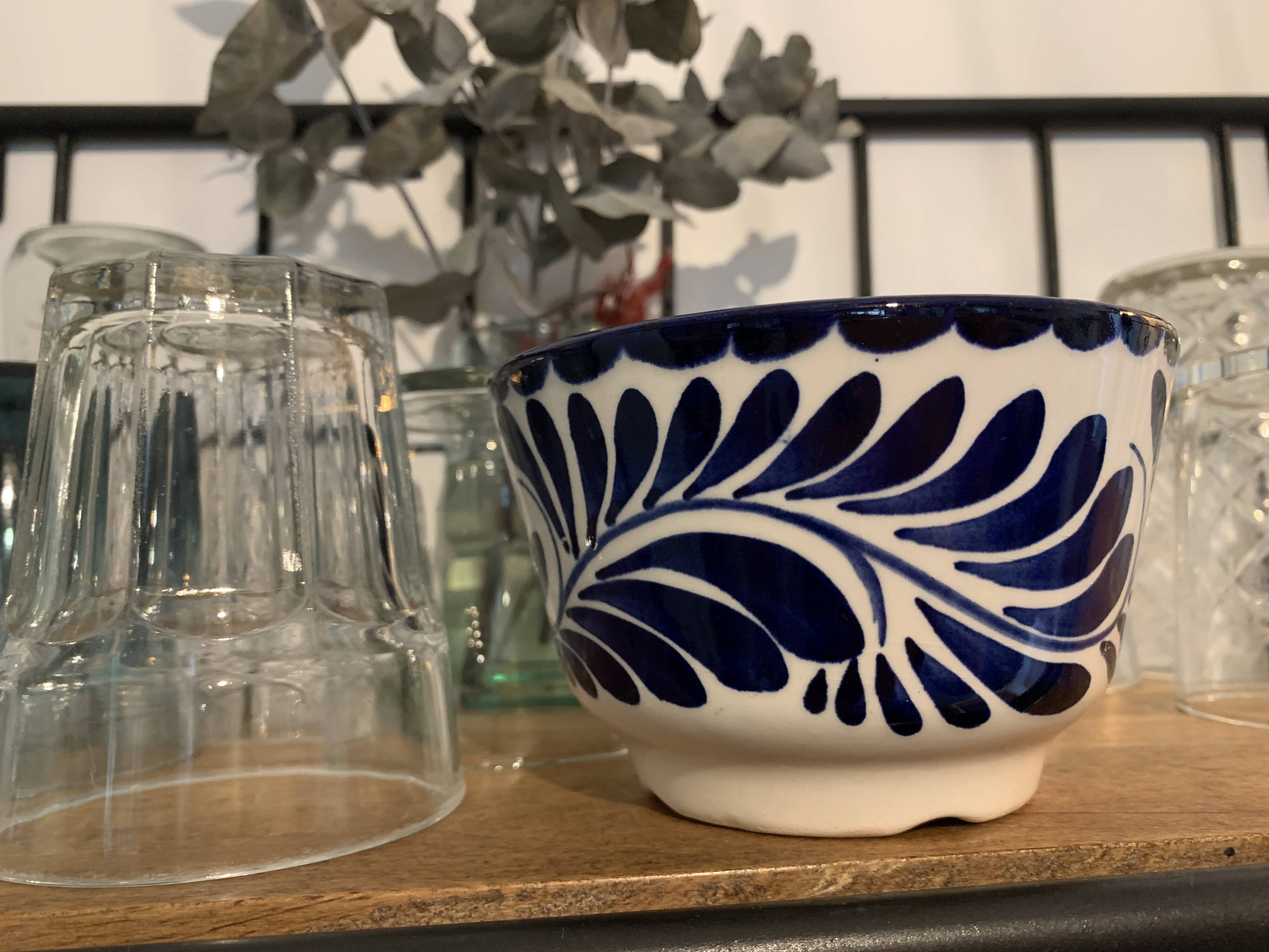 Vintage hard blue & white ceramic bowl - Anfora: art from Madagascar - TBEG!