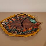 Vallauris glazed ceramic cheese board – leaf decor