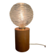 Cylindrical base lamp in solid wood and chiseled glass globe