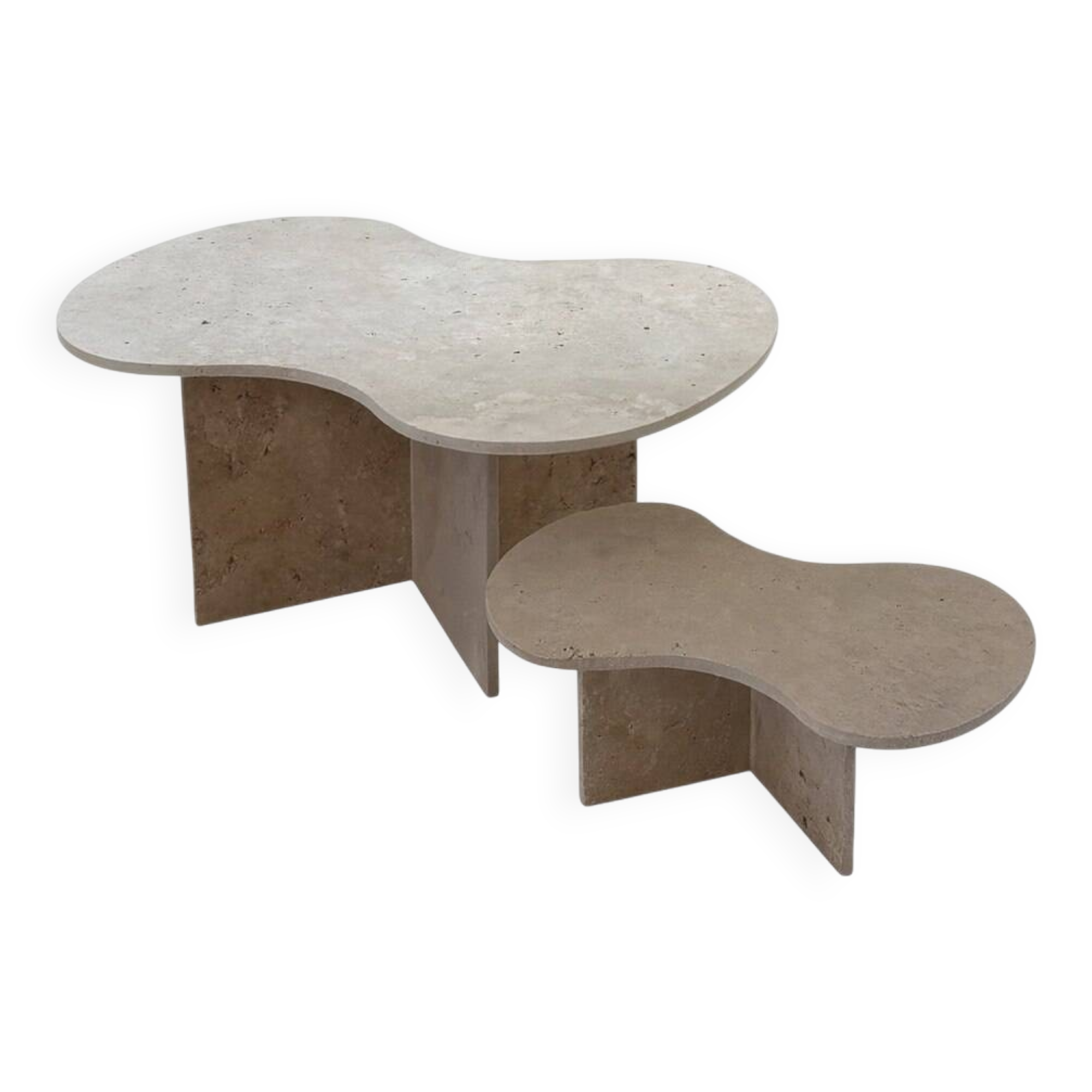 Cloud duo travertine coffee table