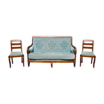 Sofa and 2 mahogany chairs style Restauration