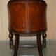 Fauteuil de bureau Édouardien 1910 en cuir et chêne sculpté
