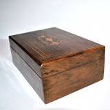 Boite coffret ancien en marqueterie de bois