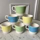 set of 6 colorful coffee cups pop Digoin Sarreguemines 60s