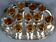 Antique silver-plated/gold liquor service with 12 goblets, tray + case.