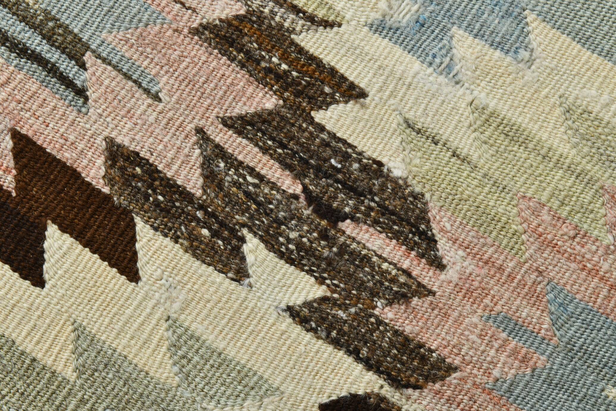 3x10 Cream & Brown Vintage Kilim Runner Rug, 81x306Cm