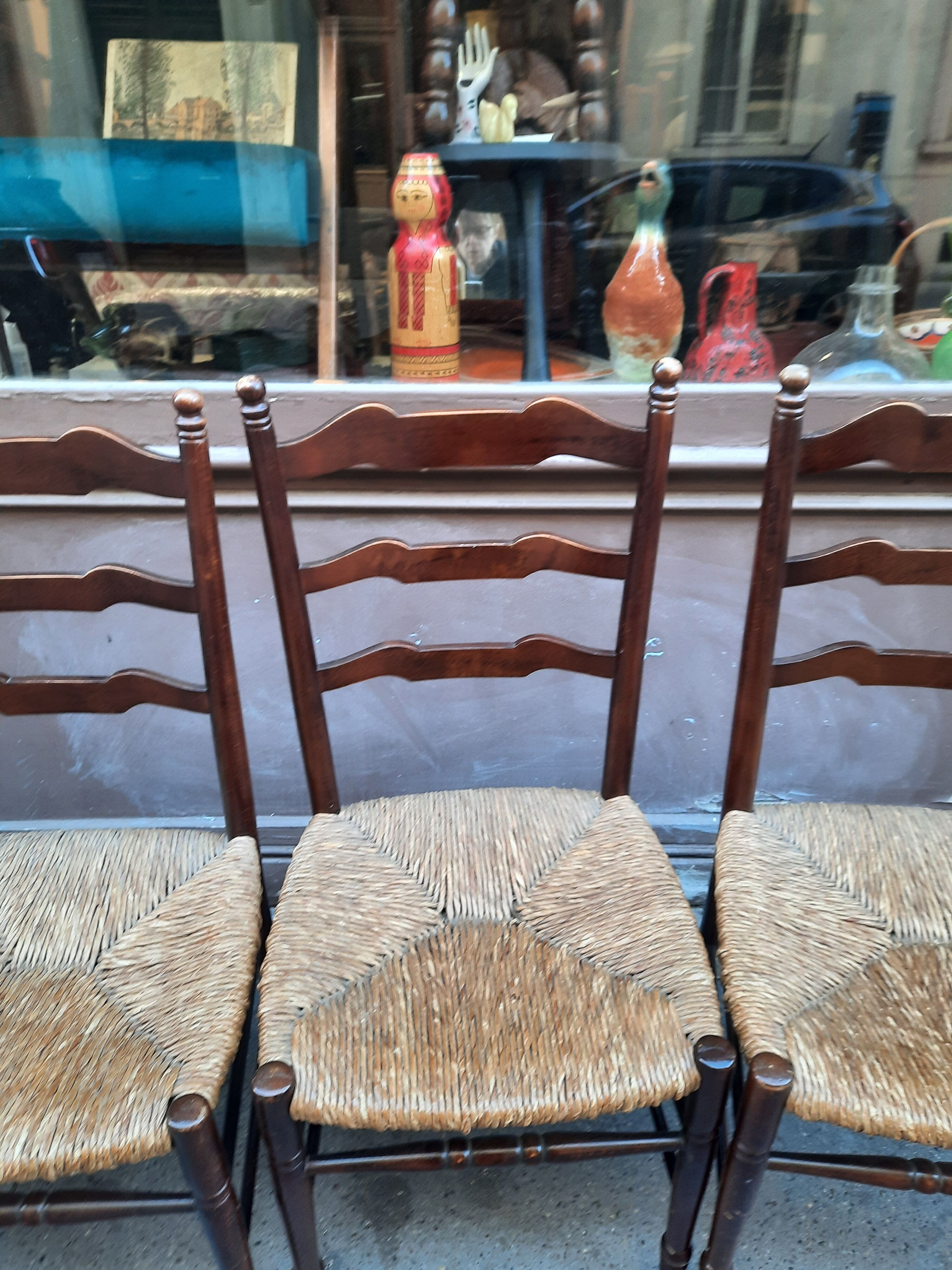 Lot de 4 chaise paillage