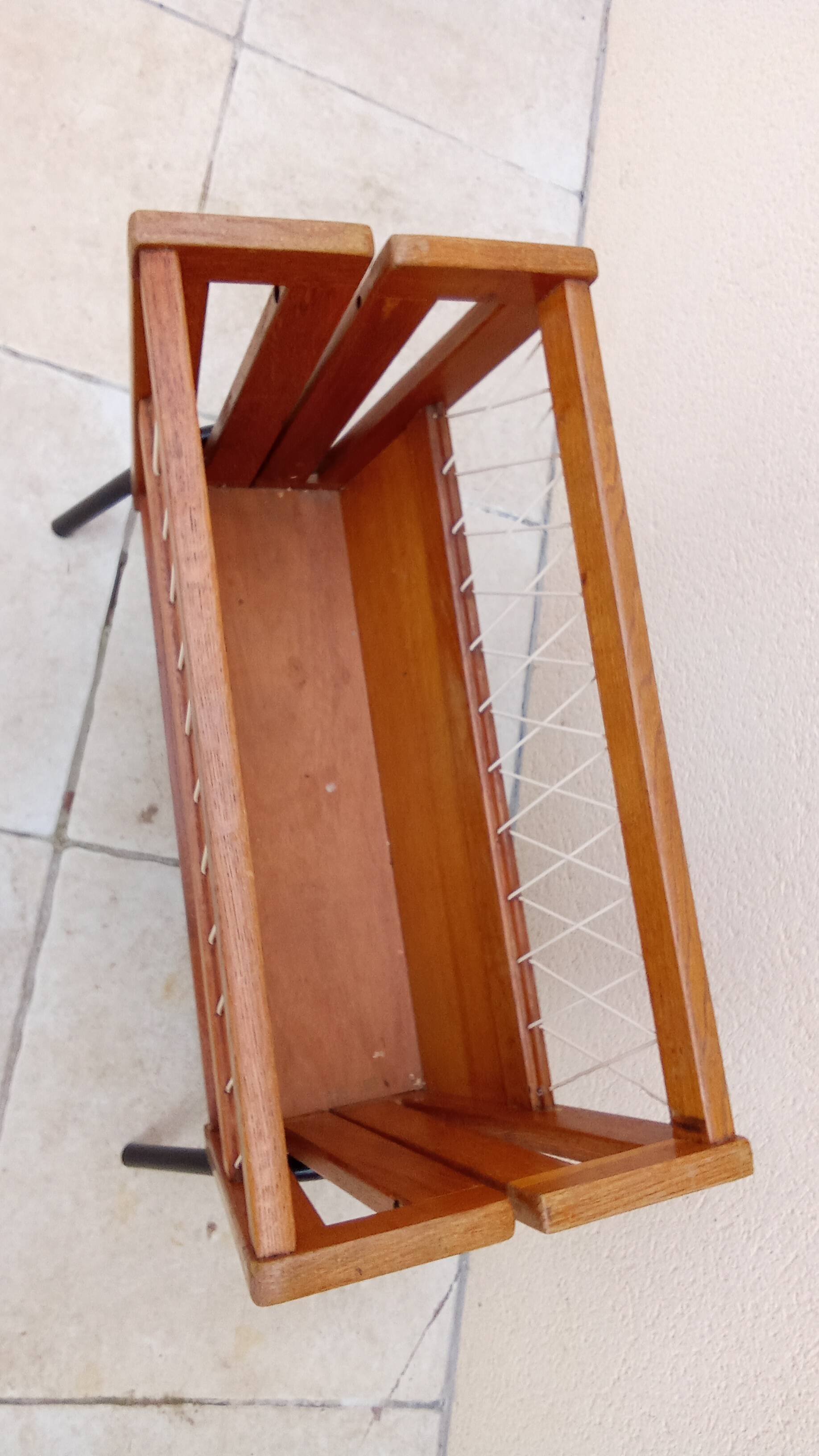 Coffre a jouets bois scoubidou vintage