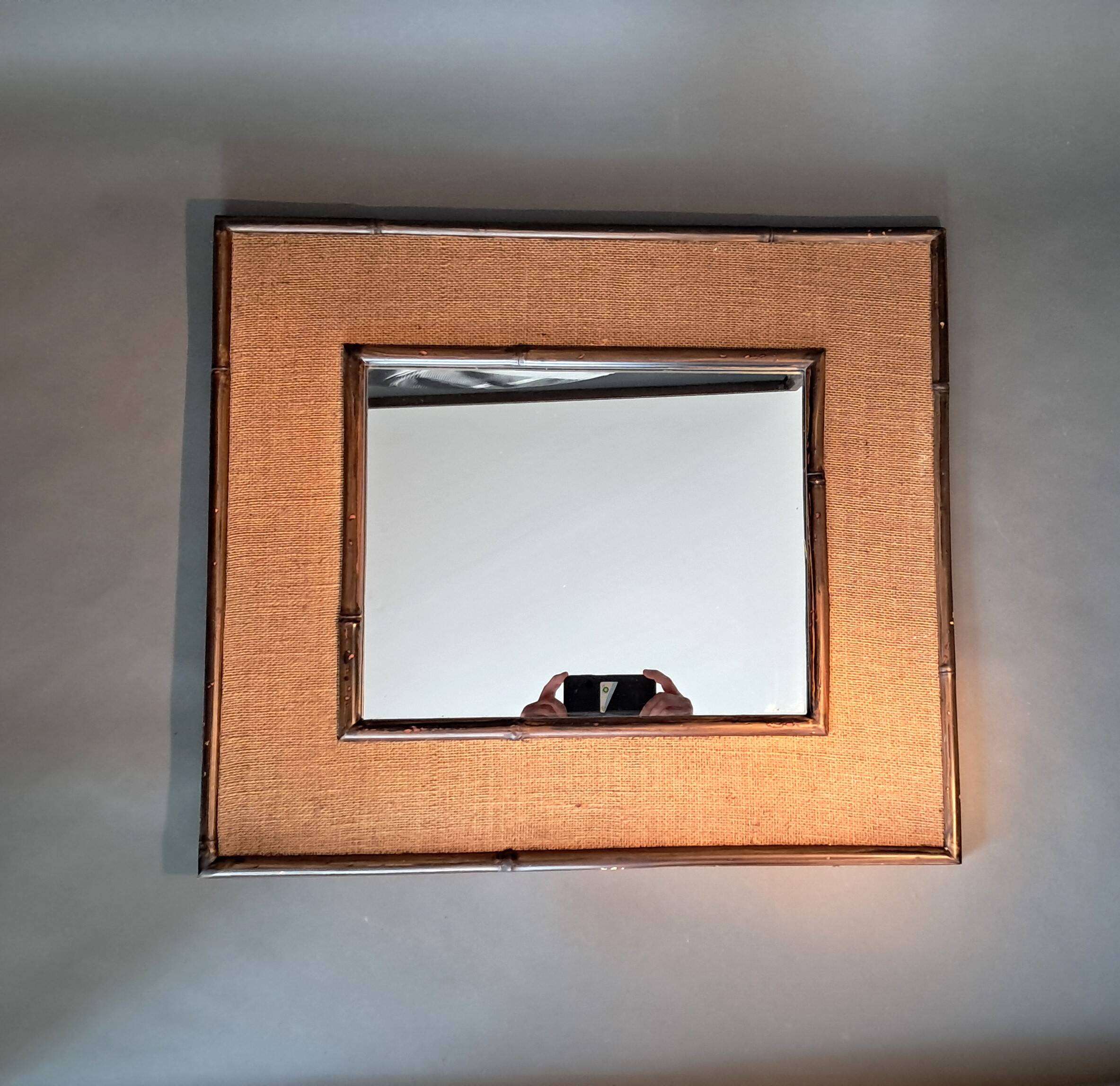 Miroir bambou et rotin vintage 1960/1970.