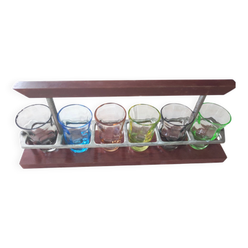 Serviteur de verres colorés à liqueur Art déco