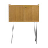 Armoire en teck scandinave moderne vintage du milieu du siècle avec pieds en épingle à cheveux en métal, années 1960