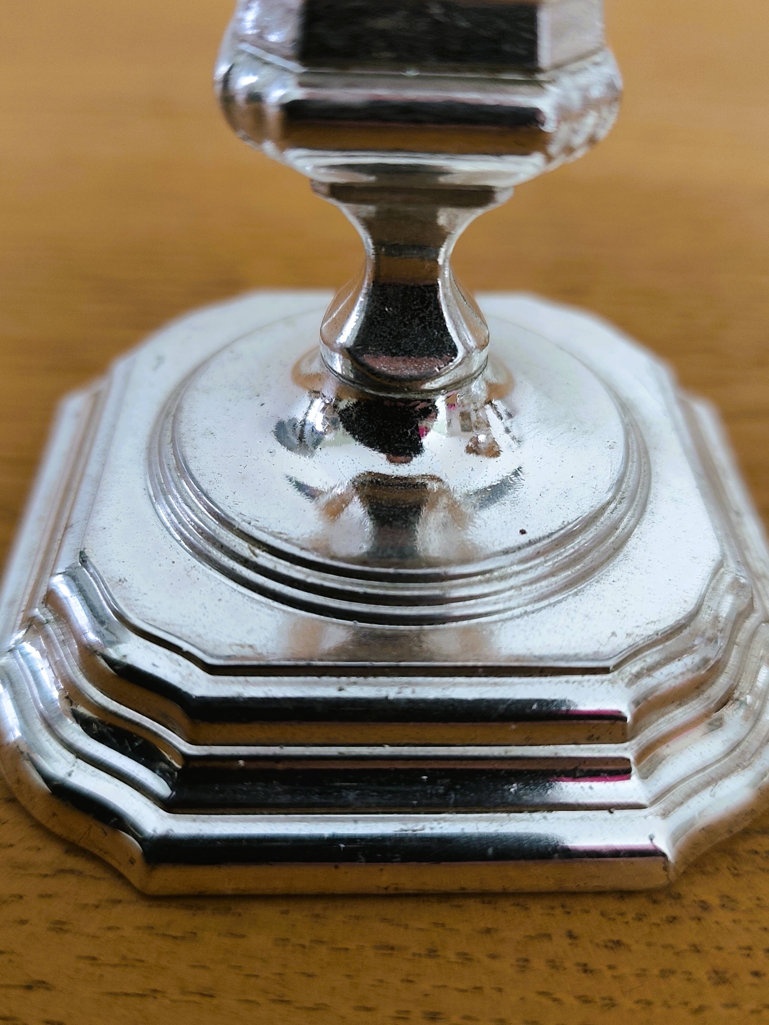 Pair of antique silver-plated candlesticks