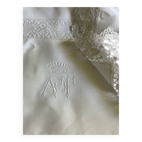 Old linen, pillowcase, AT monogram