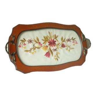 Plateau de style napoleon iii broderie sous verre