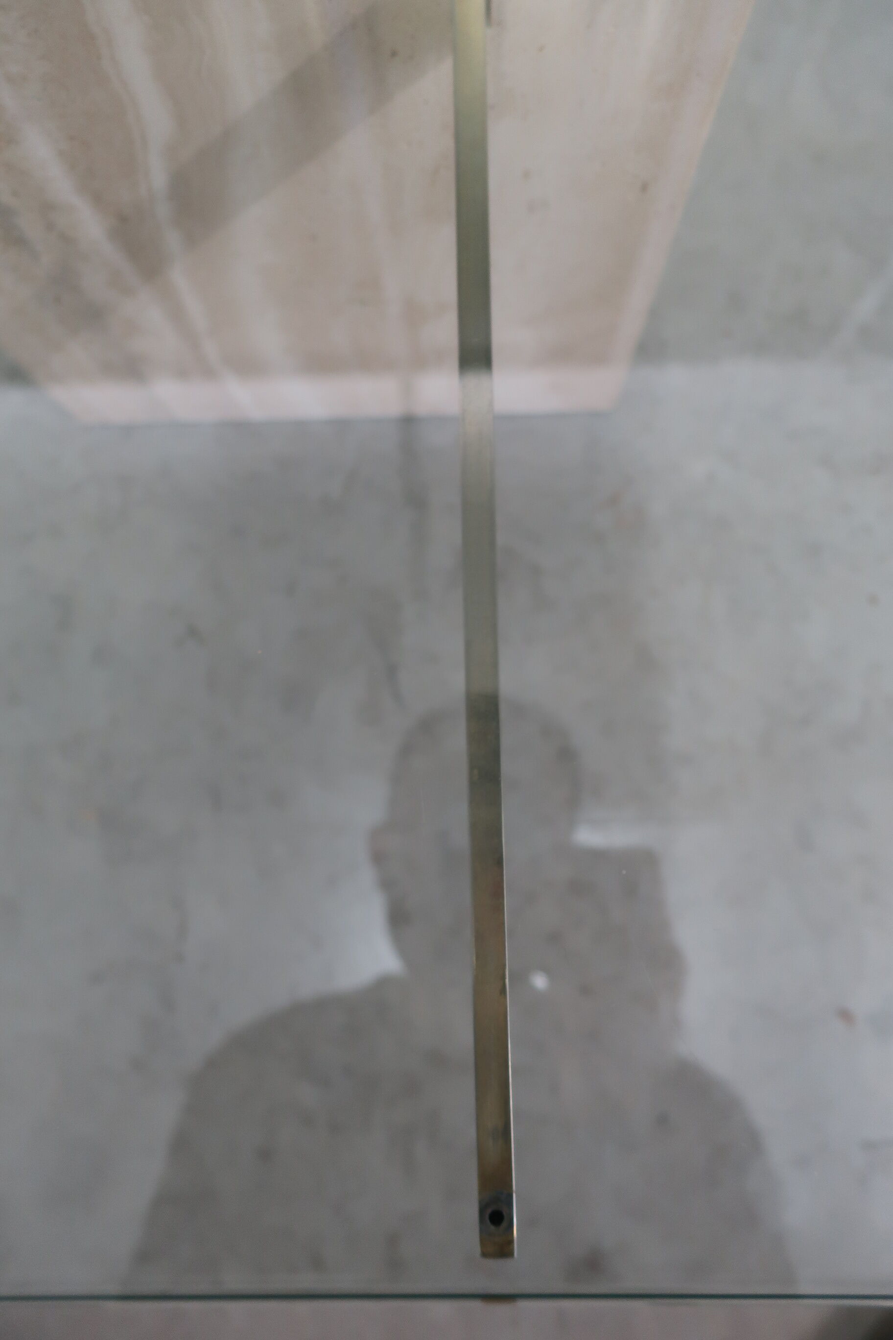 70s travertine and brass coffee table