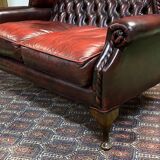 2-seater leather Chesterfield wingback sofa from the 80s