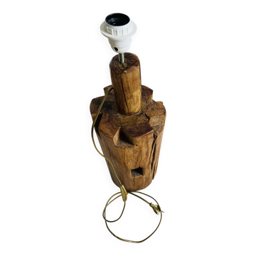 Brutalist wooden lamp