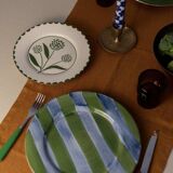 Set of 4 hand-painted ceramic dinner plates