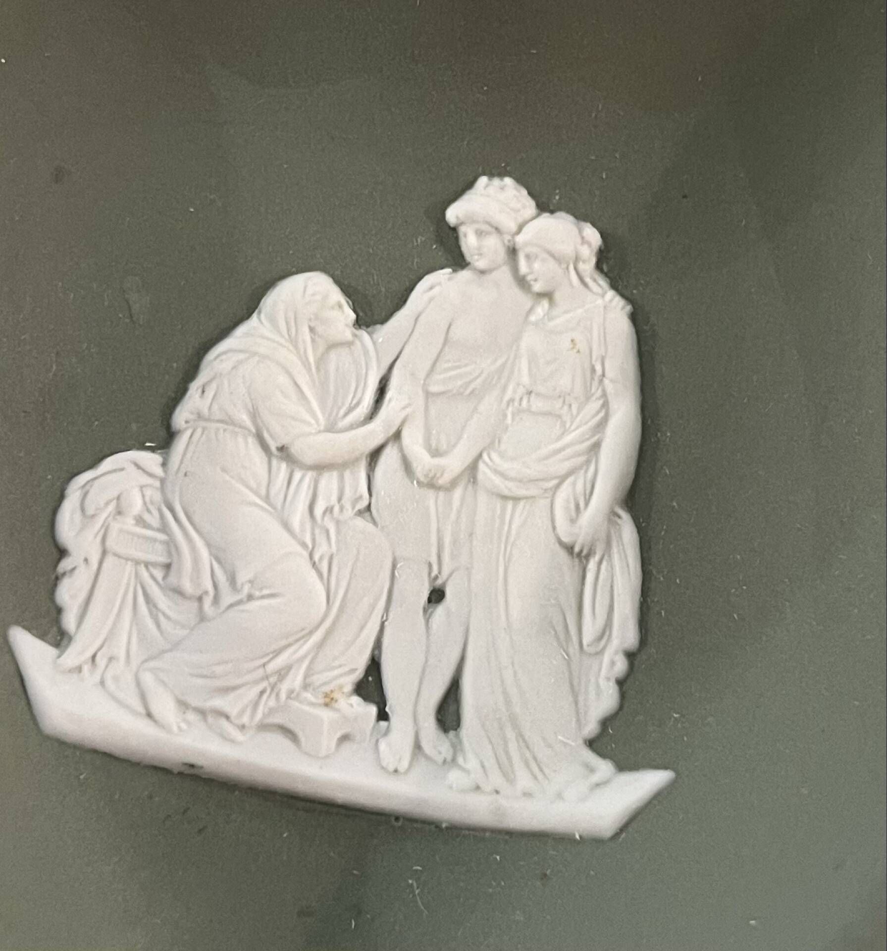 Sage green jasperware catchall Wedgwood