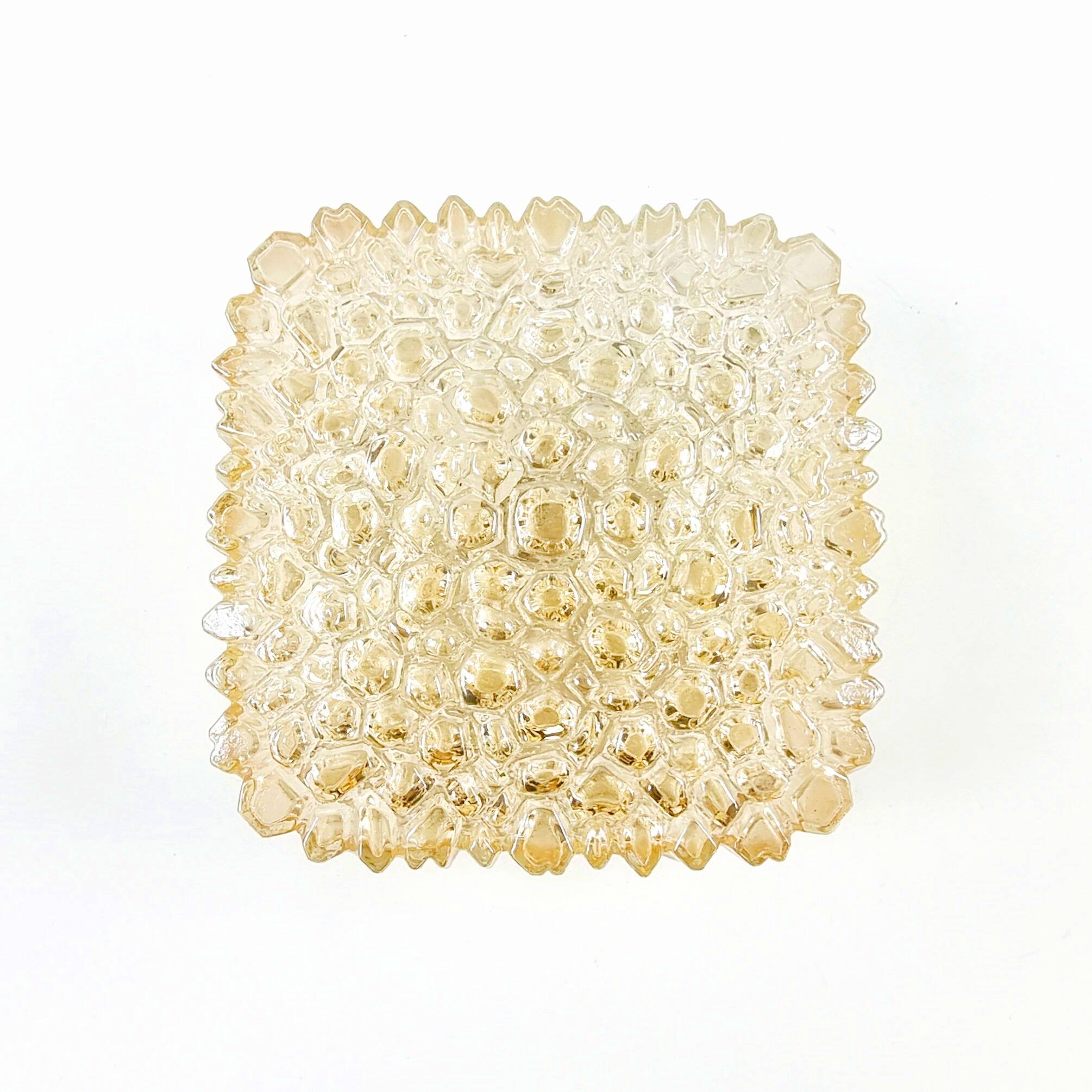 Mid Century Amber Glass Ceiling Light By Helena Tynell For Limburg, Germany, 1970s