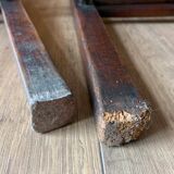 Pair of wood and straw stools