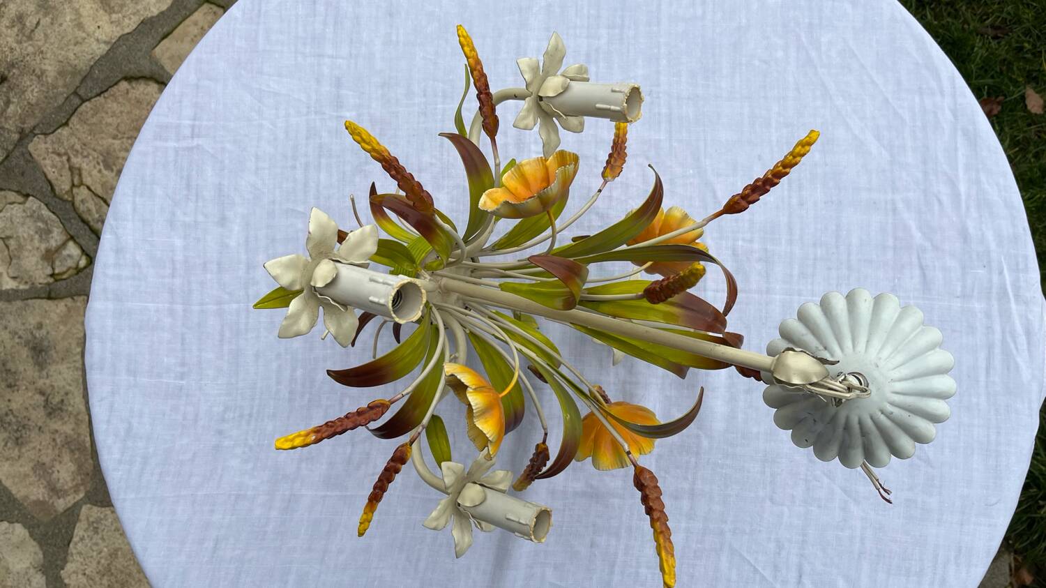 White metal chandelier Italy 60s/70s