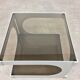 Side table space age aluminum smoked glass, end of sofa 1970