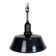 Industrial Black Enamel Factory Lamp with Porcelain Top, 1950s