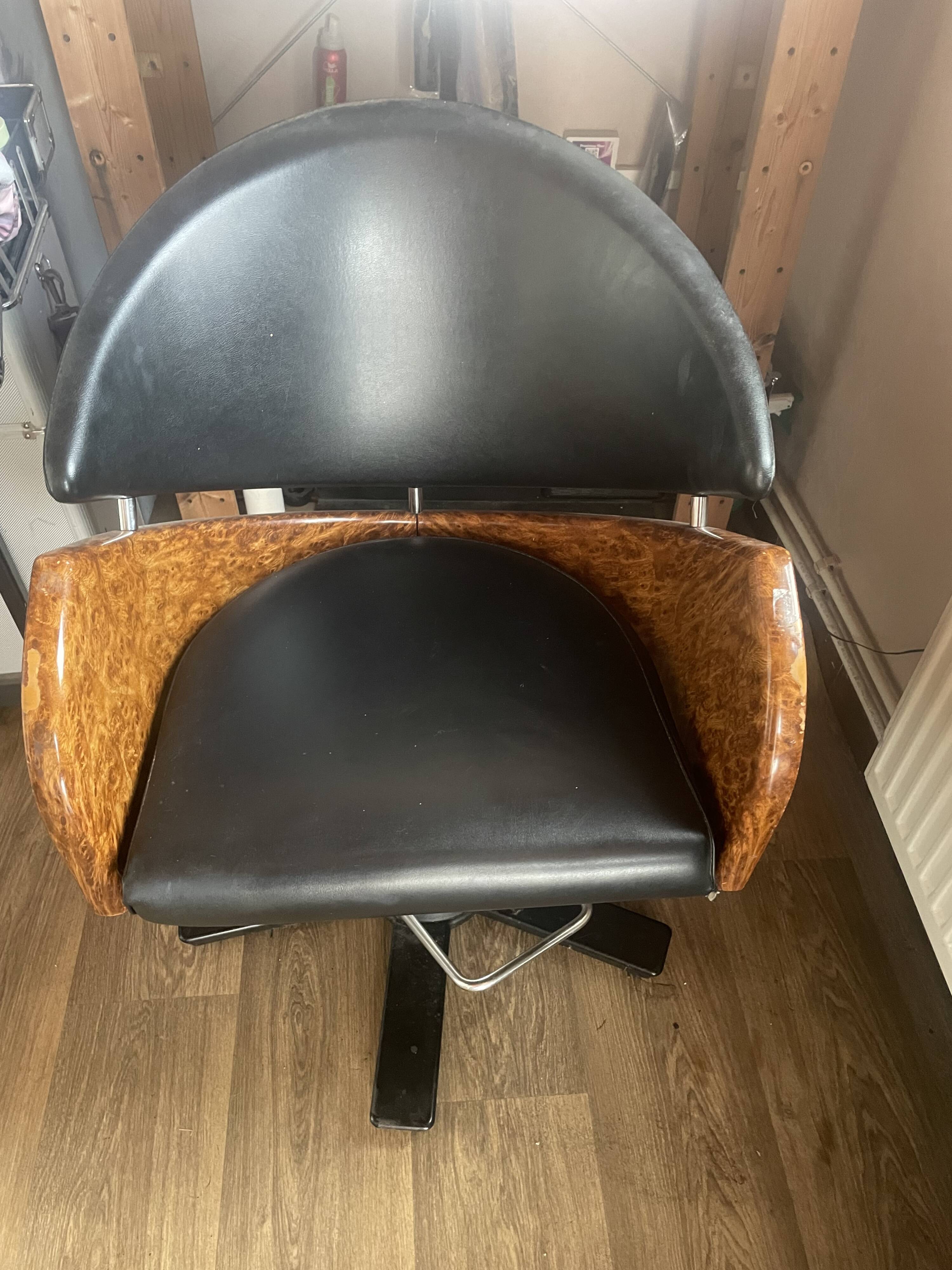 Fauteuil de coiffeur vintage Space Age — effet ronce, années 1970