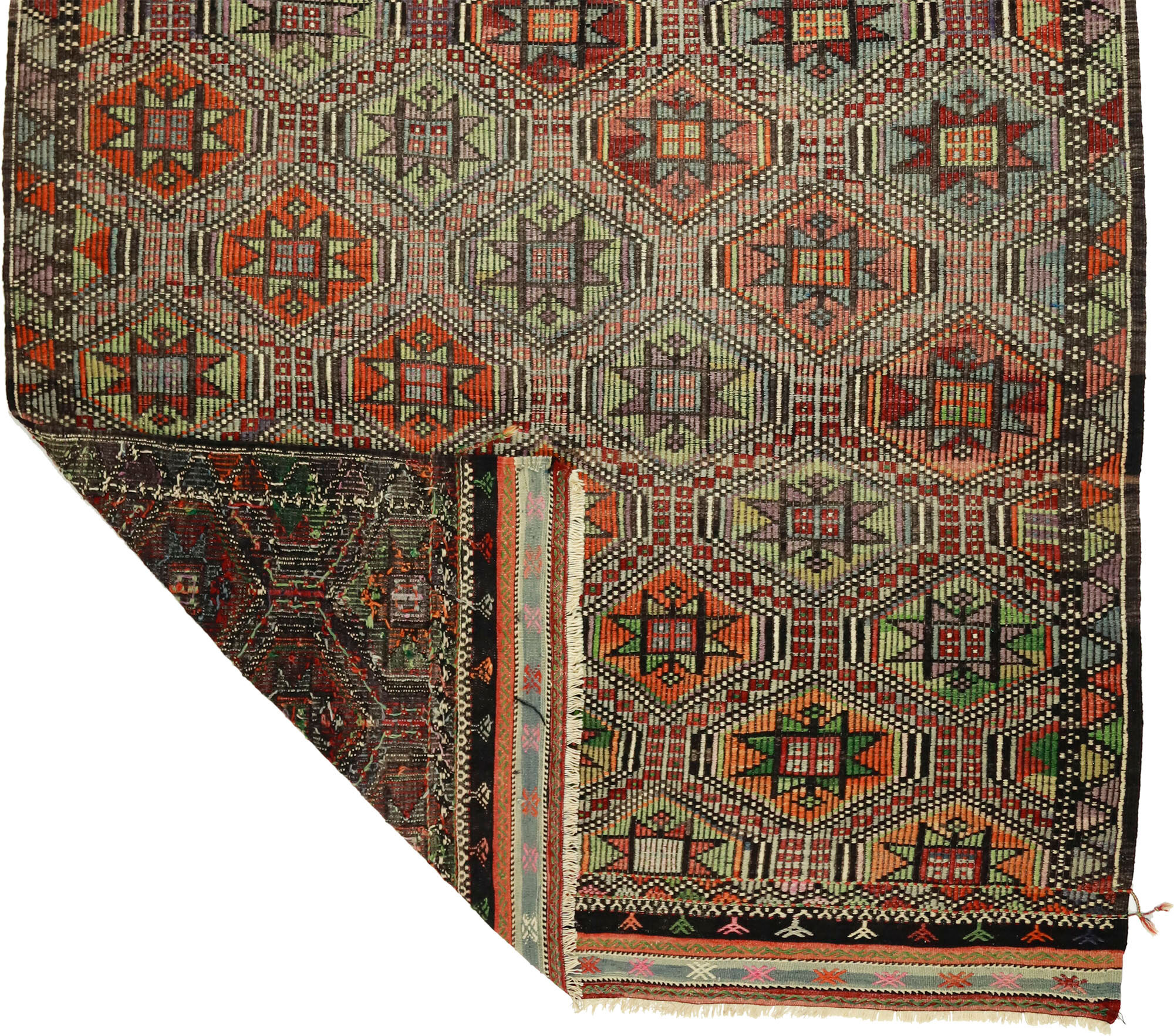 Anatolian handmade kilim rug 291 cm x 200 cm