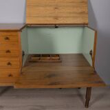 VINTAGE 1960S WOODEN SIDEBOARD WITH BAR COMPARTMENT, ITALIAN DESIGN