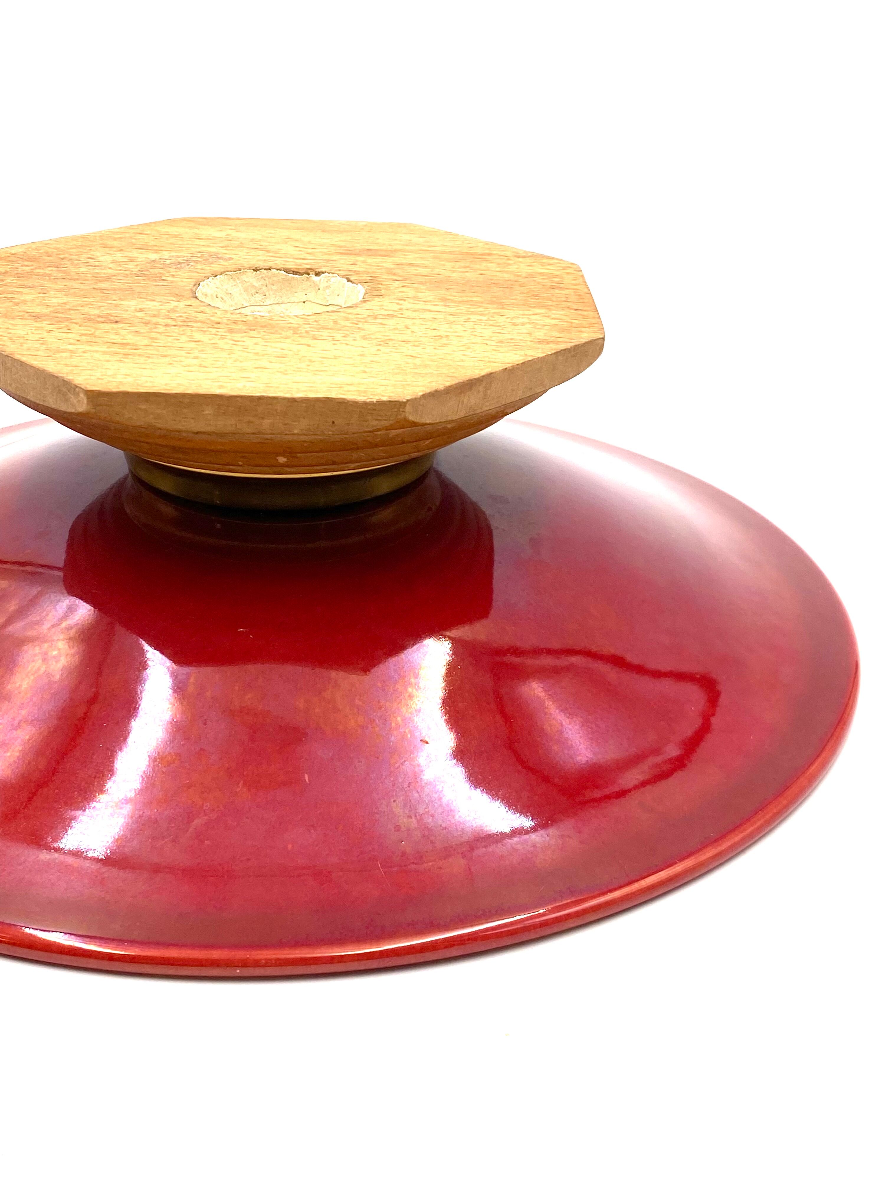 Modern red vide poche / centerpiece, Sevres France 1940s