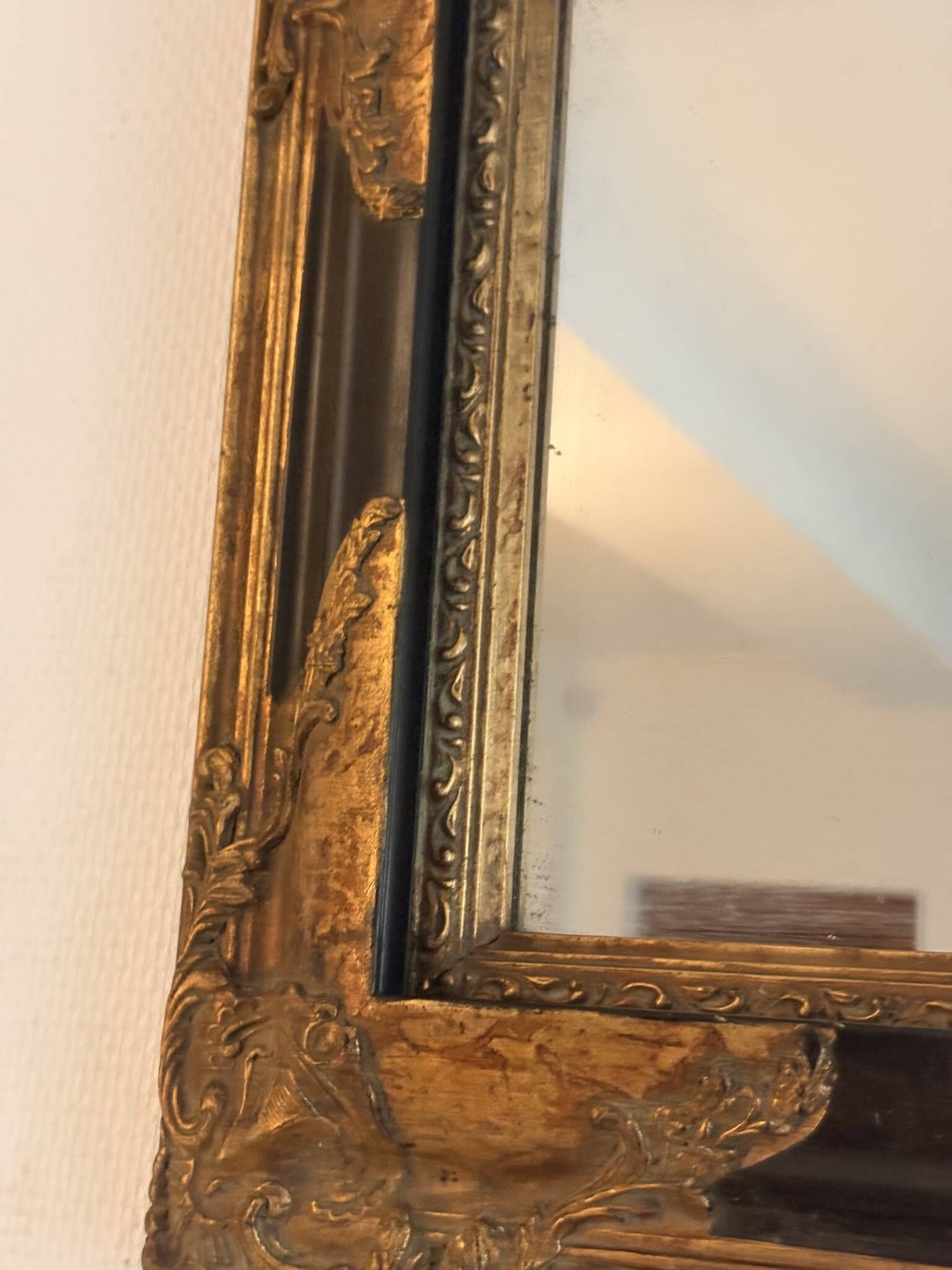 Antique Flemish Style Mirror Blackened and Gilded Wood Napoleon III 19th Century