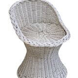 Vintage woven wicker stool 1950