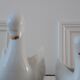 Duo of ceramic swans 50s-60s