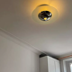 Vintage moon ceiling lamp, chrome and sandblasted glass, France 1970
