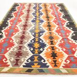 8x12 Multicolor Geometric Vintage Kilim Rug, 252x361Cm