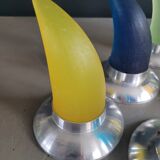 6 vintage horn coat hooks in resin and aluminium