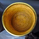 Rattan and brass book basket, Italy, 1970