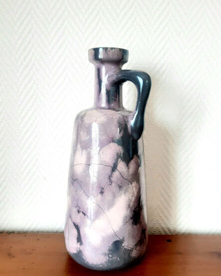 Vintage cracked ceramic bottle vase