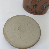 Vintage tea pot in brown flowered stoneware – La Poterie des Mottes – Saint-Amand