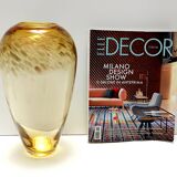 Straw Colored Murano Glass Vase attr. to Fratelli Toso with Aventurine