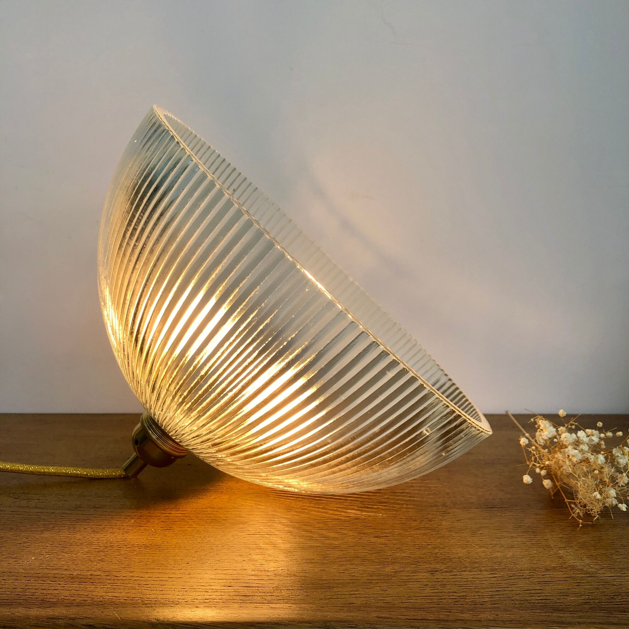 Vintage Holophane glass lampshade