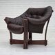 1970s, Scandinavian lounge chair, furniture leather, oak wood.