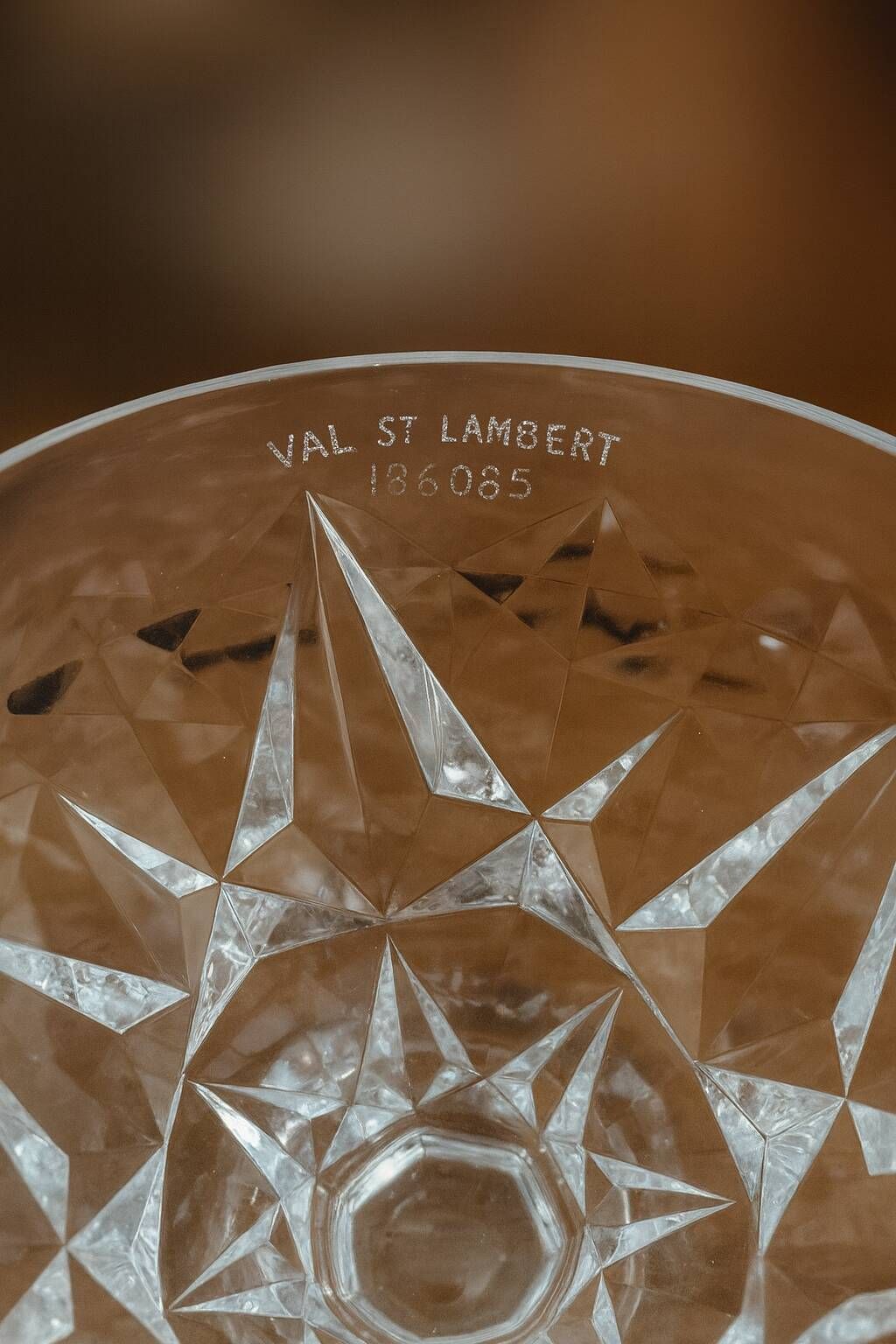 Set of two Val Saint Lambert pieces: a footed bowl and a crystal candy dish
